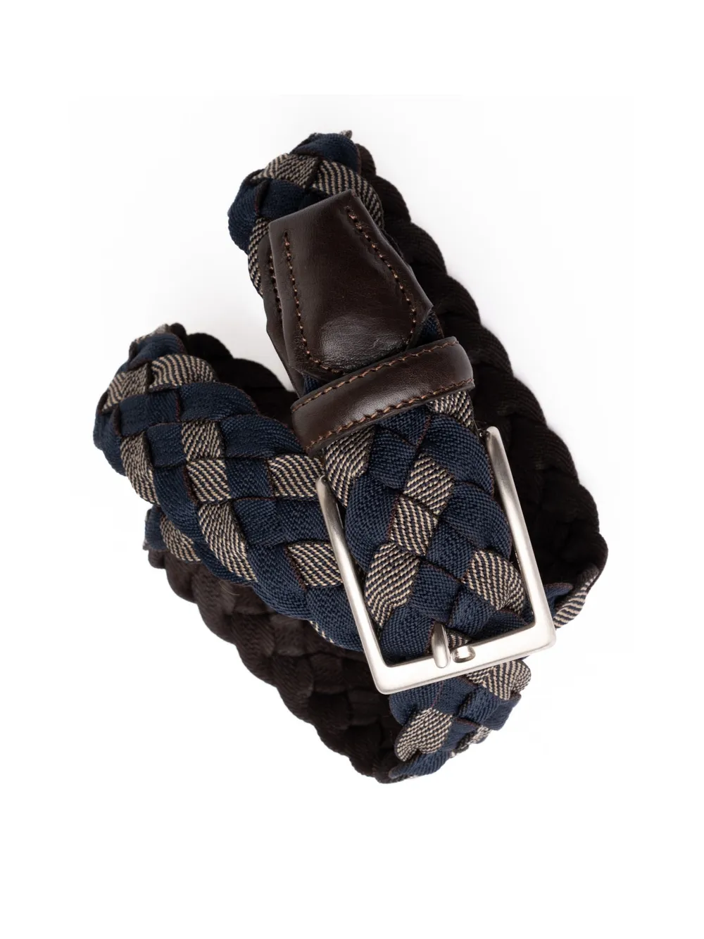 Cintura uomo in pelle mélange con finale in pelle a contrasto