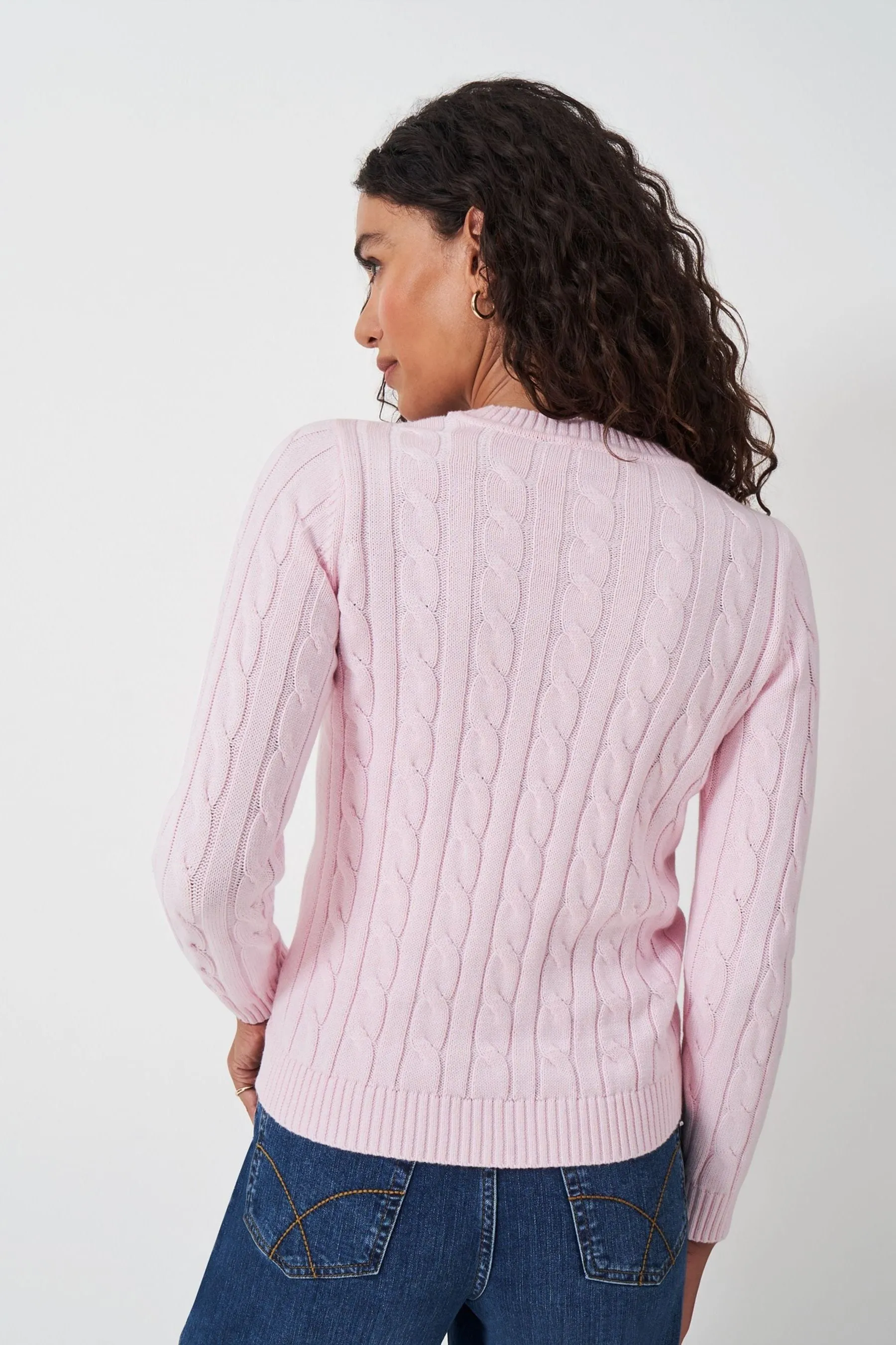 Crew Clothing Company Rosa - Girocollo Maglione a trecce grosse    