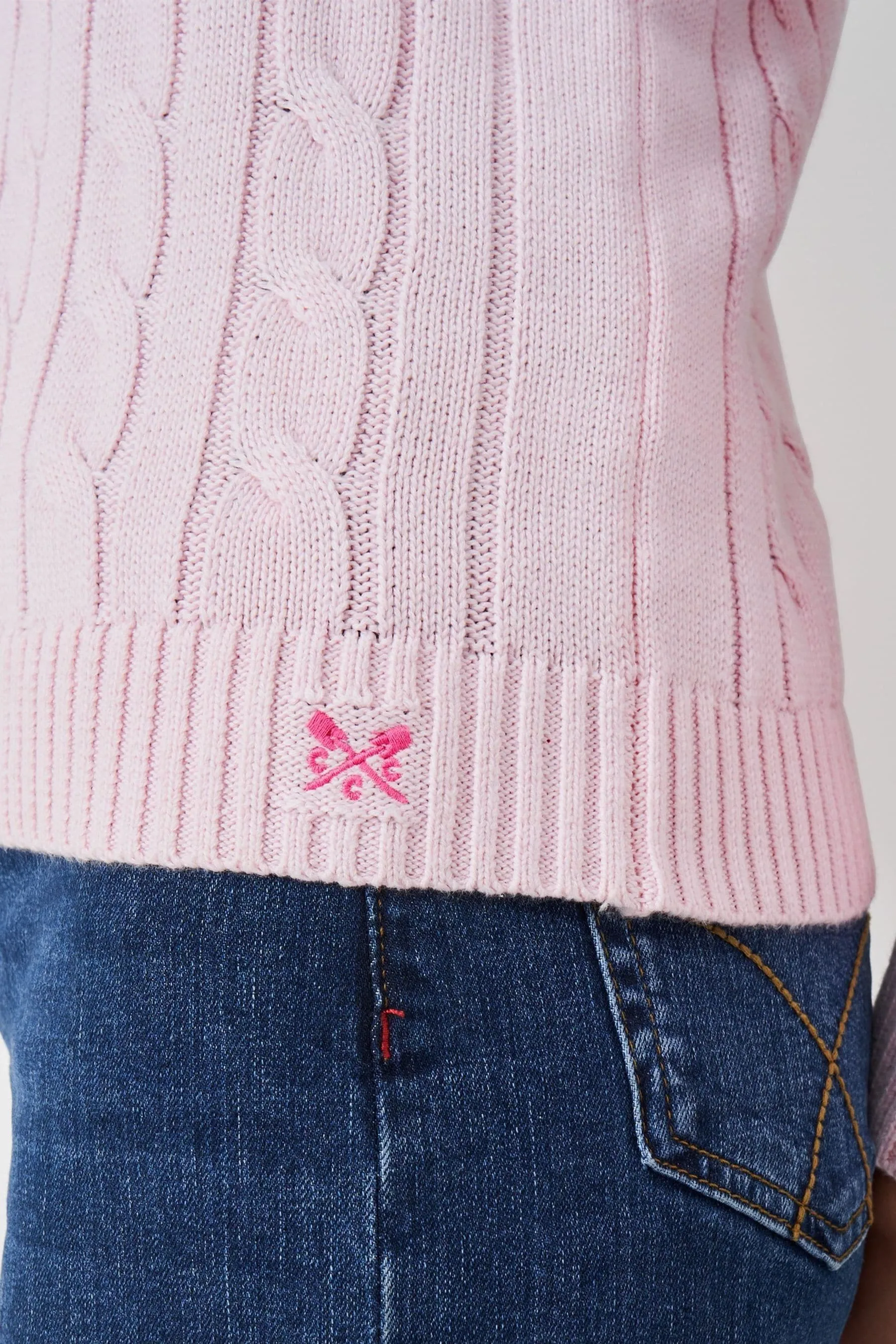 Crew Clothing Company Rosa - Girocollo Maglione a trecce grosse    