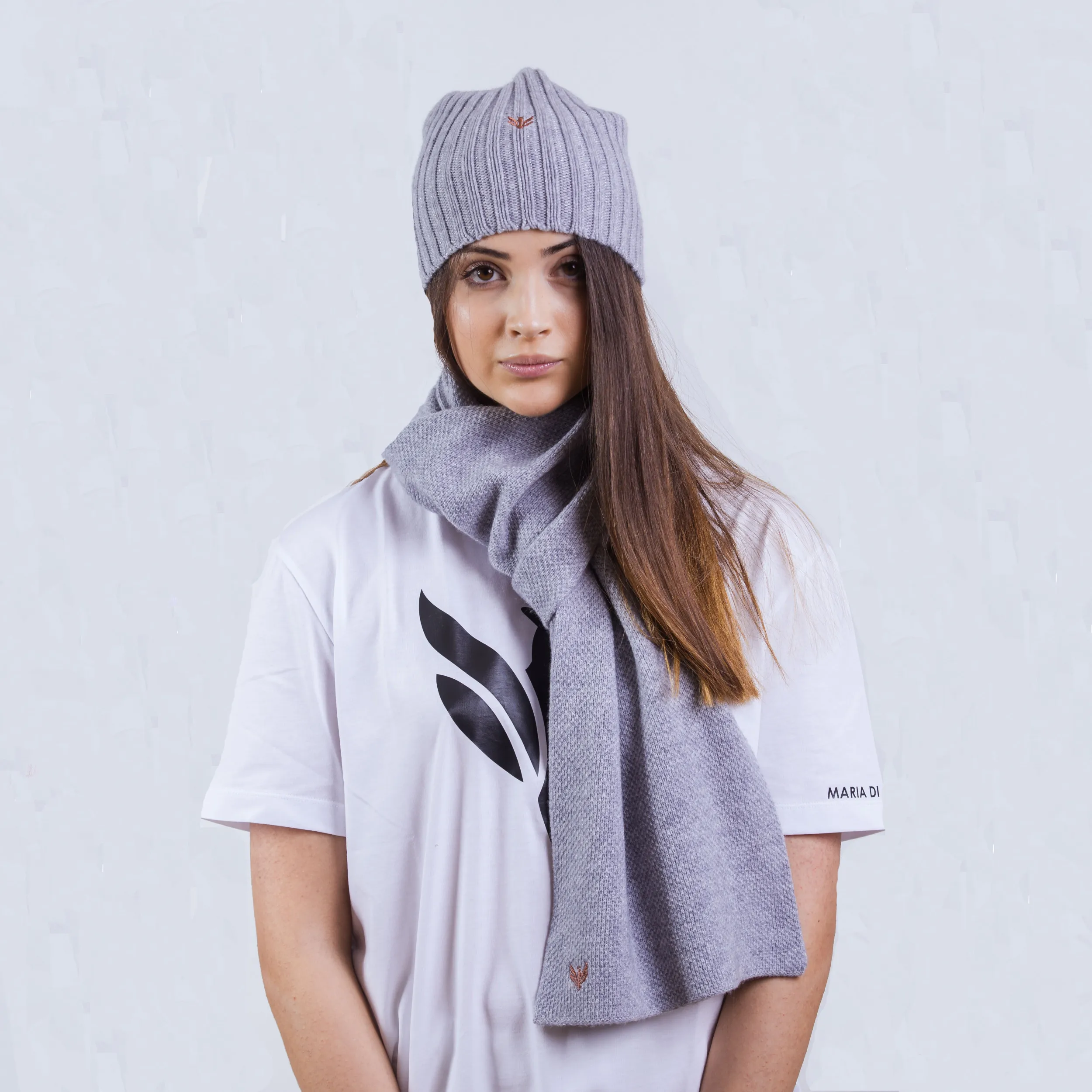 Cuffia in cashmere e fibra metallizzata