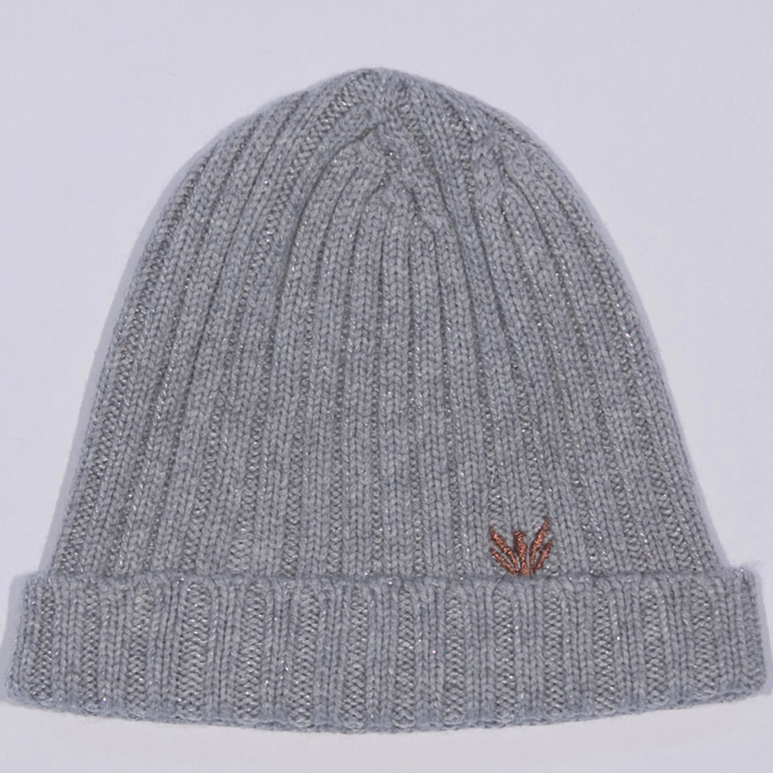 Cuffia in cashmere e fibra metallizzata
