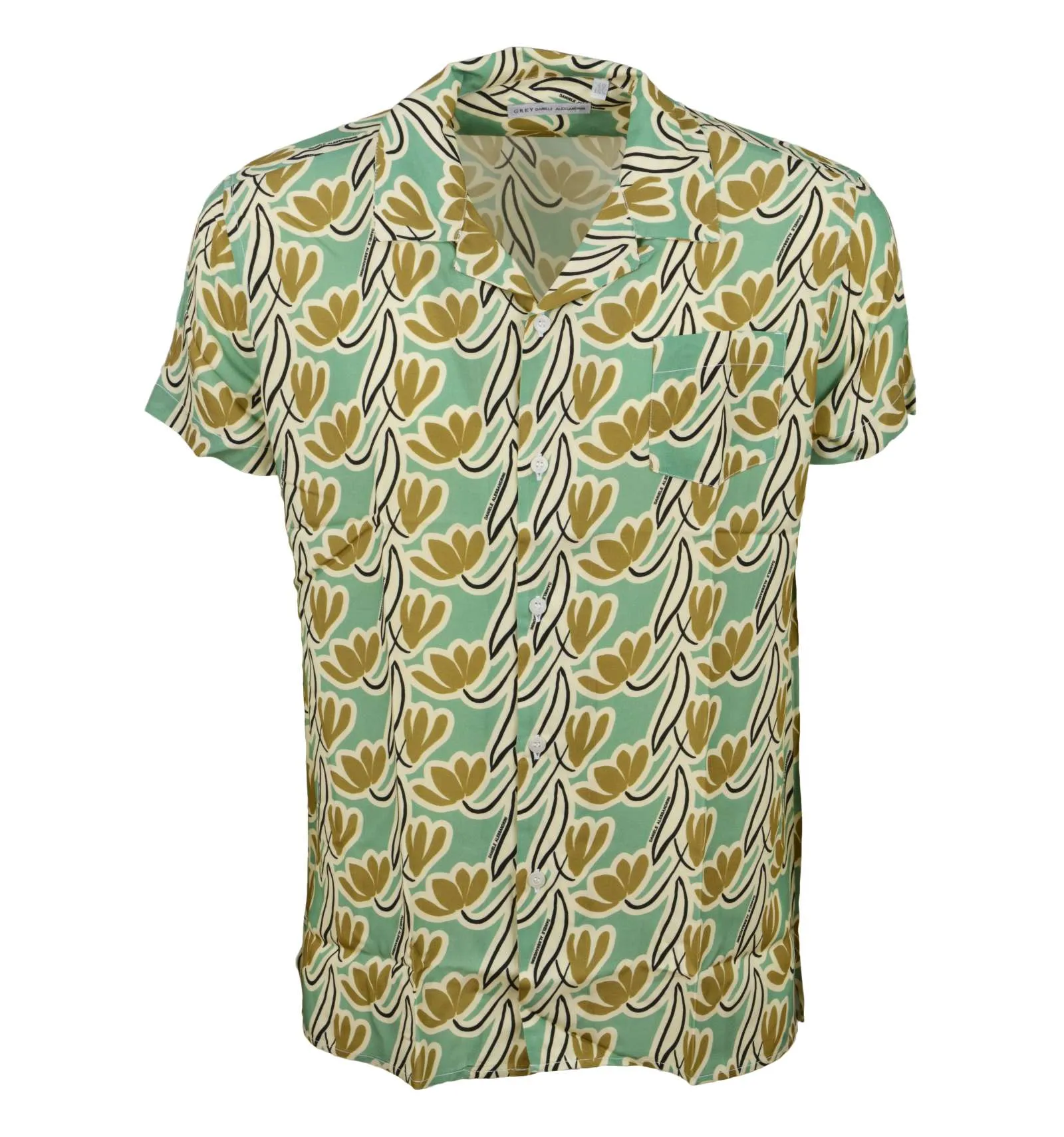 DANIELE ALESSANDRINI GREY uomo camicia fiori verde C1708B15014400 78