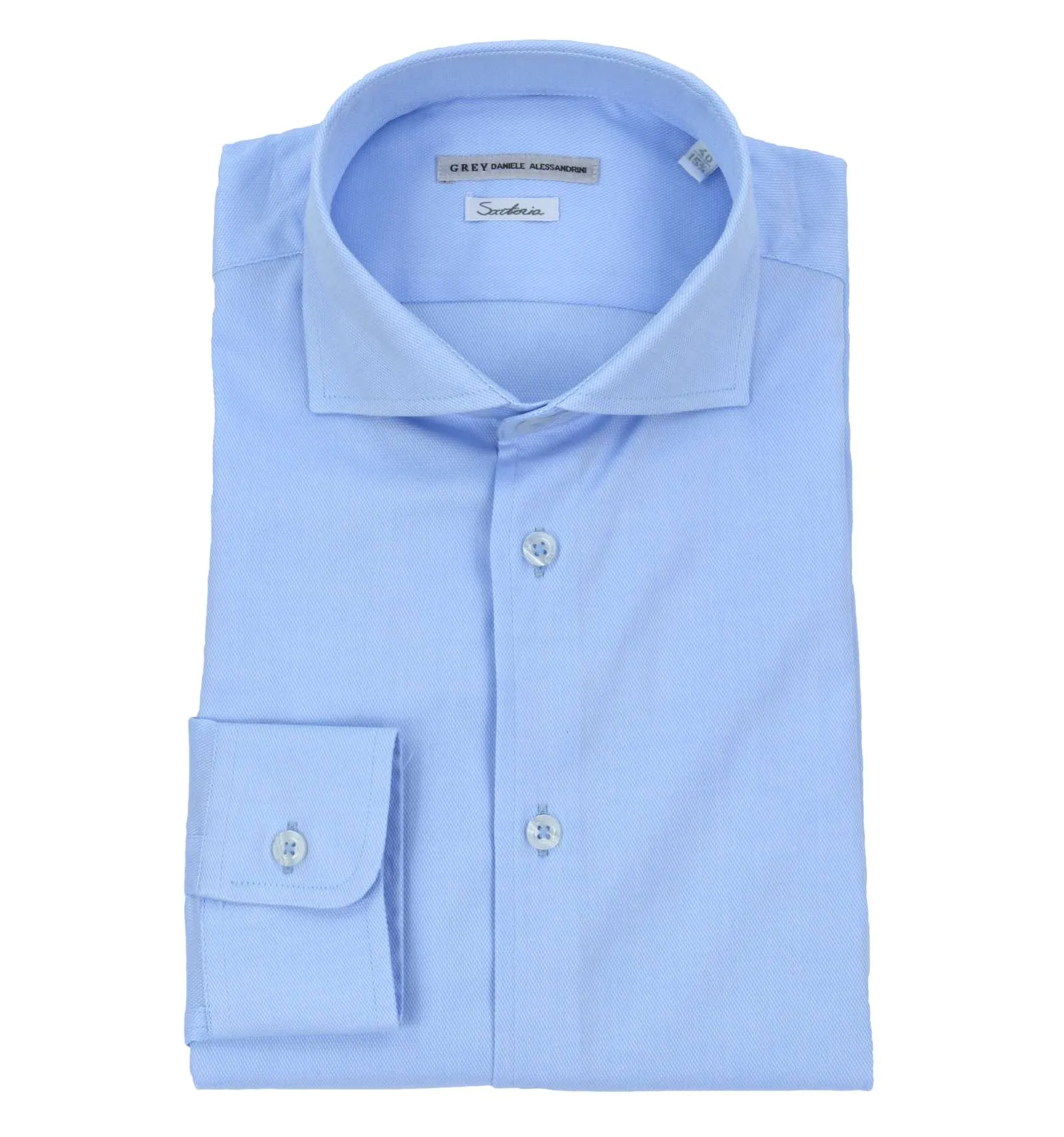 DANIELE ALESSANDRINI GREY uomo camicia twill celeste C1659B12313806 21