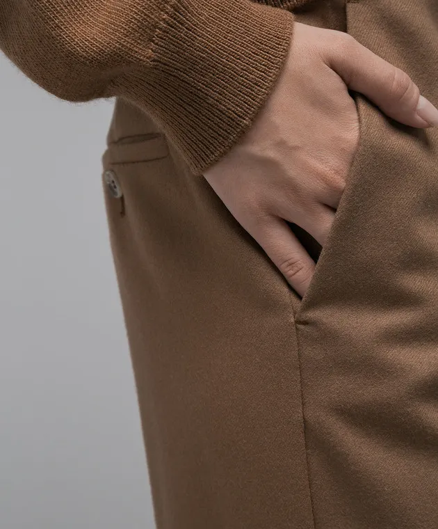 Dolce&Gabbana Pantaloni in lana marrone con logo metallico FTCZITGDBWW