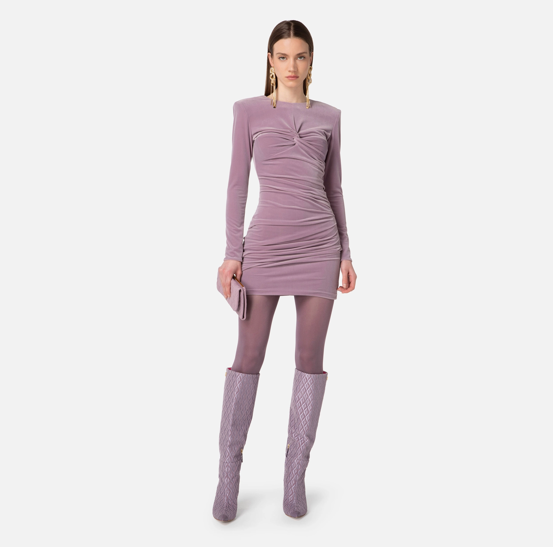 ELISABETTA FRANCHI Miniabito in velluto drappeggiato