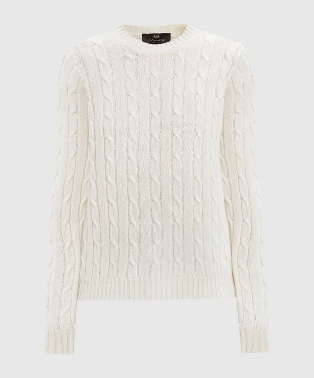 Enrico Mandelli Maglione in cashmere bianco con motivo strutturato A9KD145425
