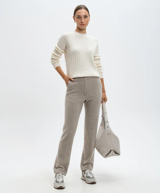 Enrico Mandelli Maglione in cashmere bianco con motivo strutturato A9KD145425