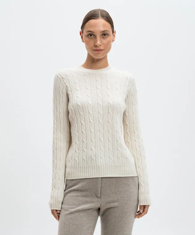 Enrico Mandelli Maglione in cashmere bianco con motivo strutturato A9KD145425