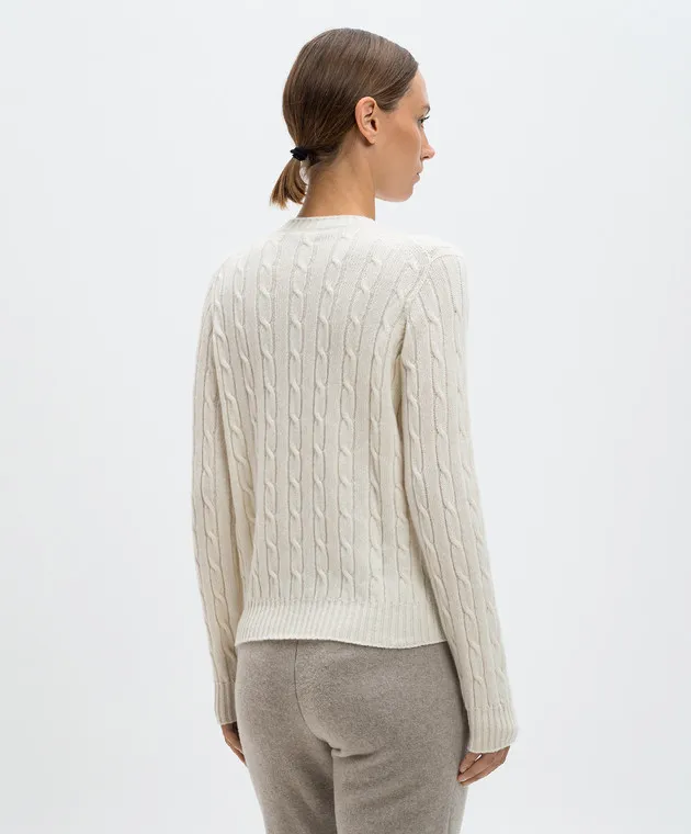 Enrico Mandelli Maglione in cashmere bianco con motivo strutturato A9KD145425