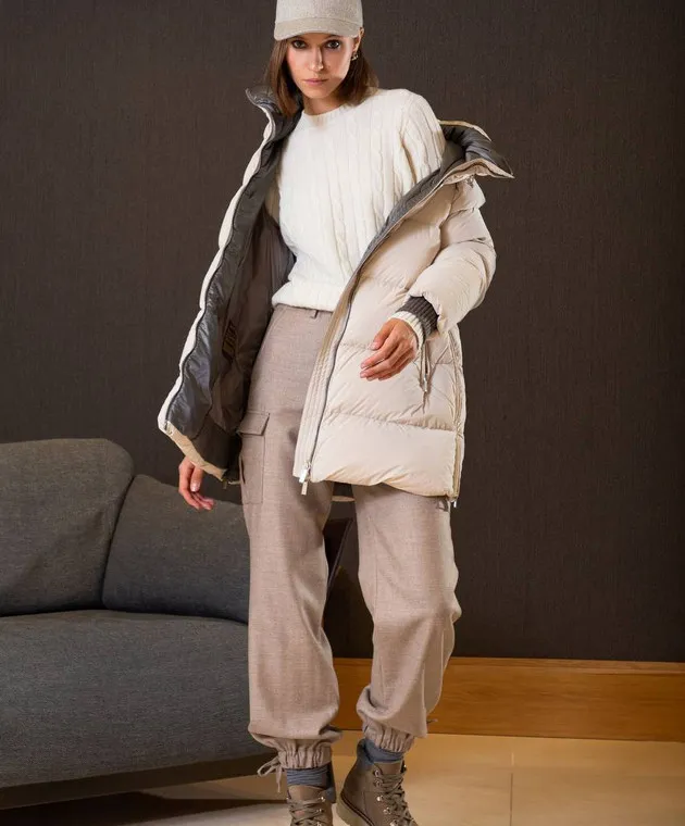 Enrico Mandelli Maglione in cashmere bianco con motivo strutturato A9KD145425