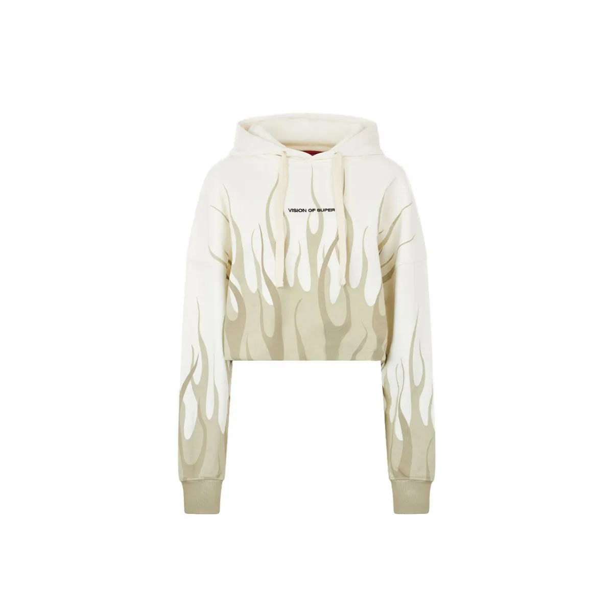 Felpa Crop Bianca Con Doppia Fiamma