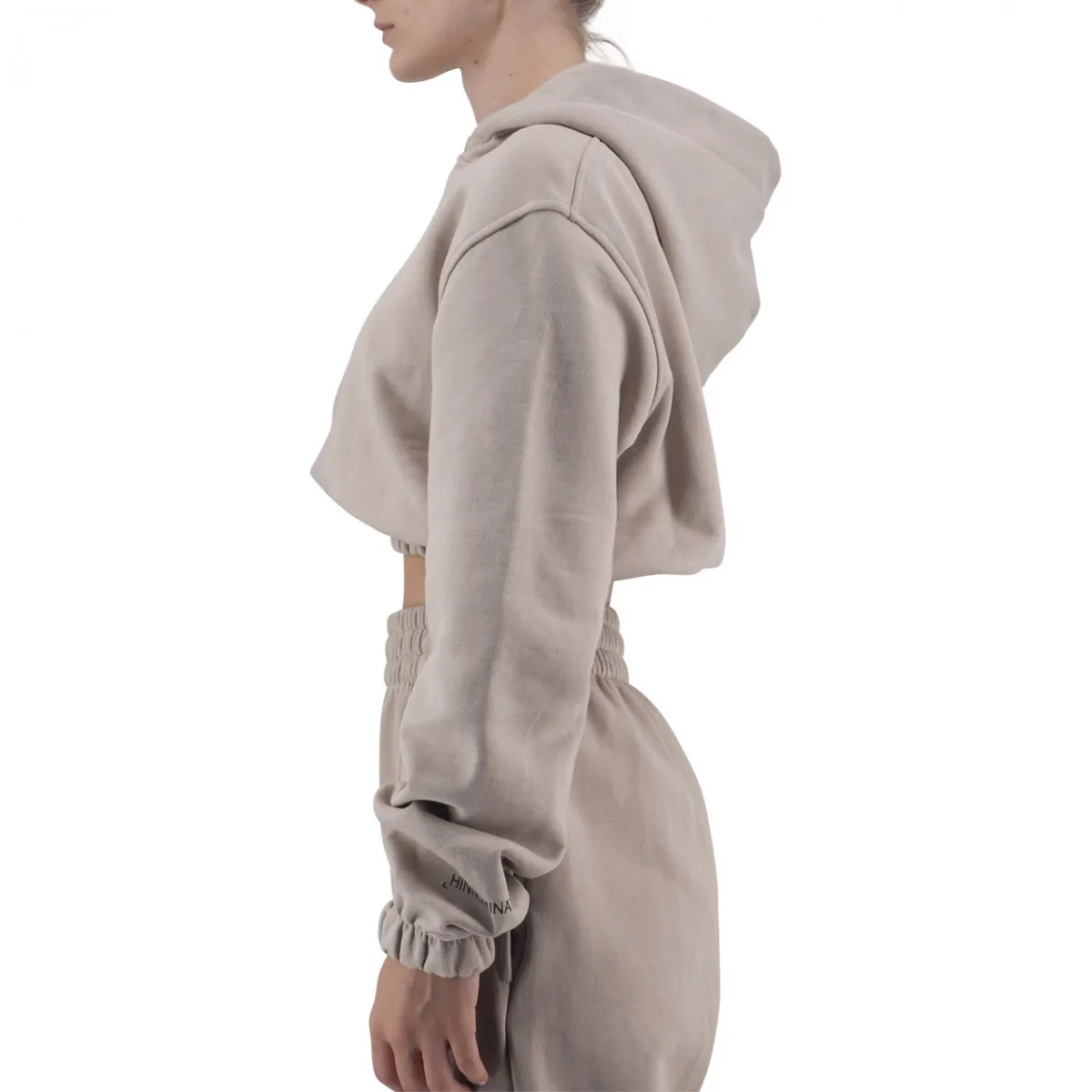 Felpa Crop Con Cappuccio Ed Elastico