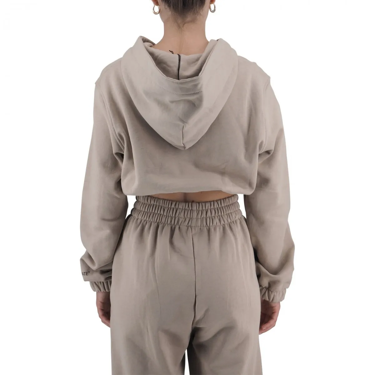 Felpa Crop Con Cappuccio Ed Elastico