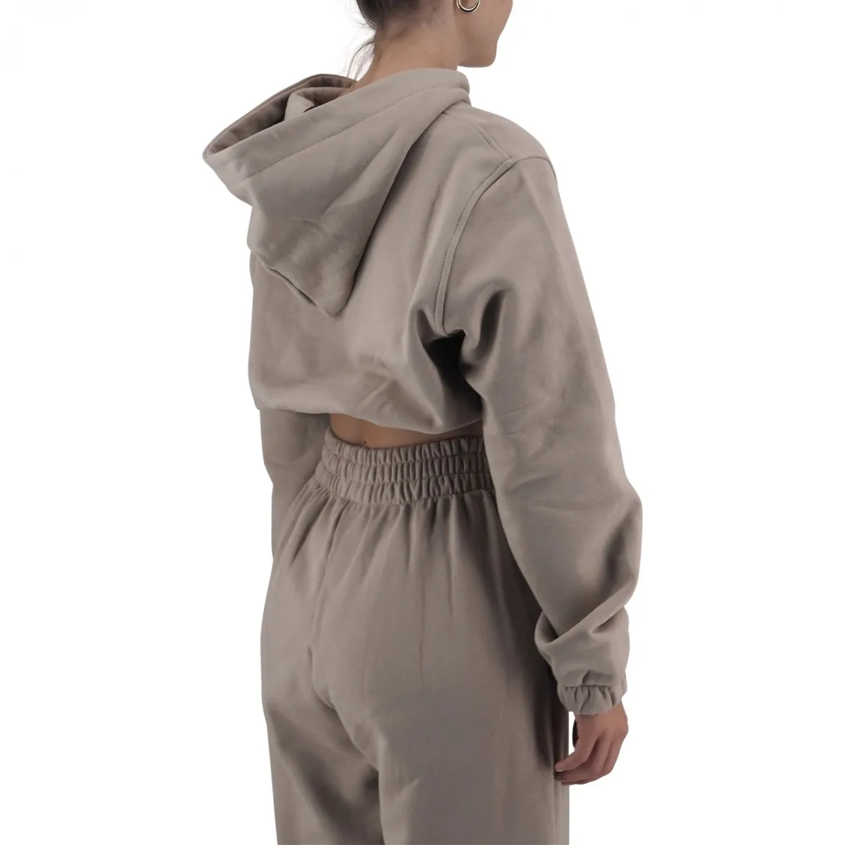 Felpa Crop Con Cappuccio Ed Elastico