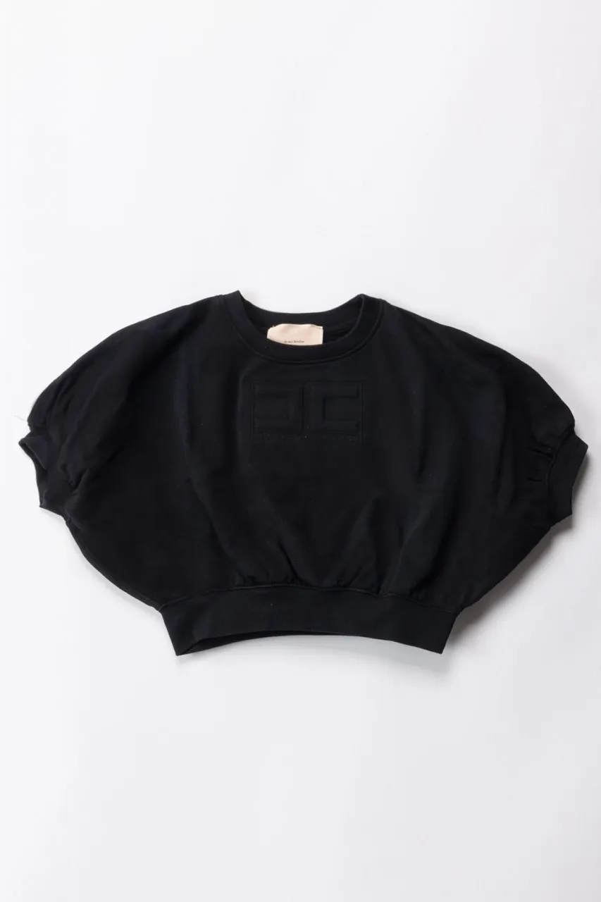 Felpa crop maniche corte e logo Black