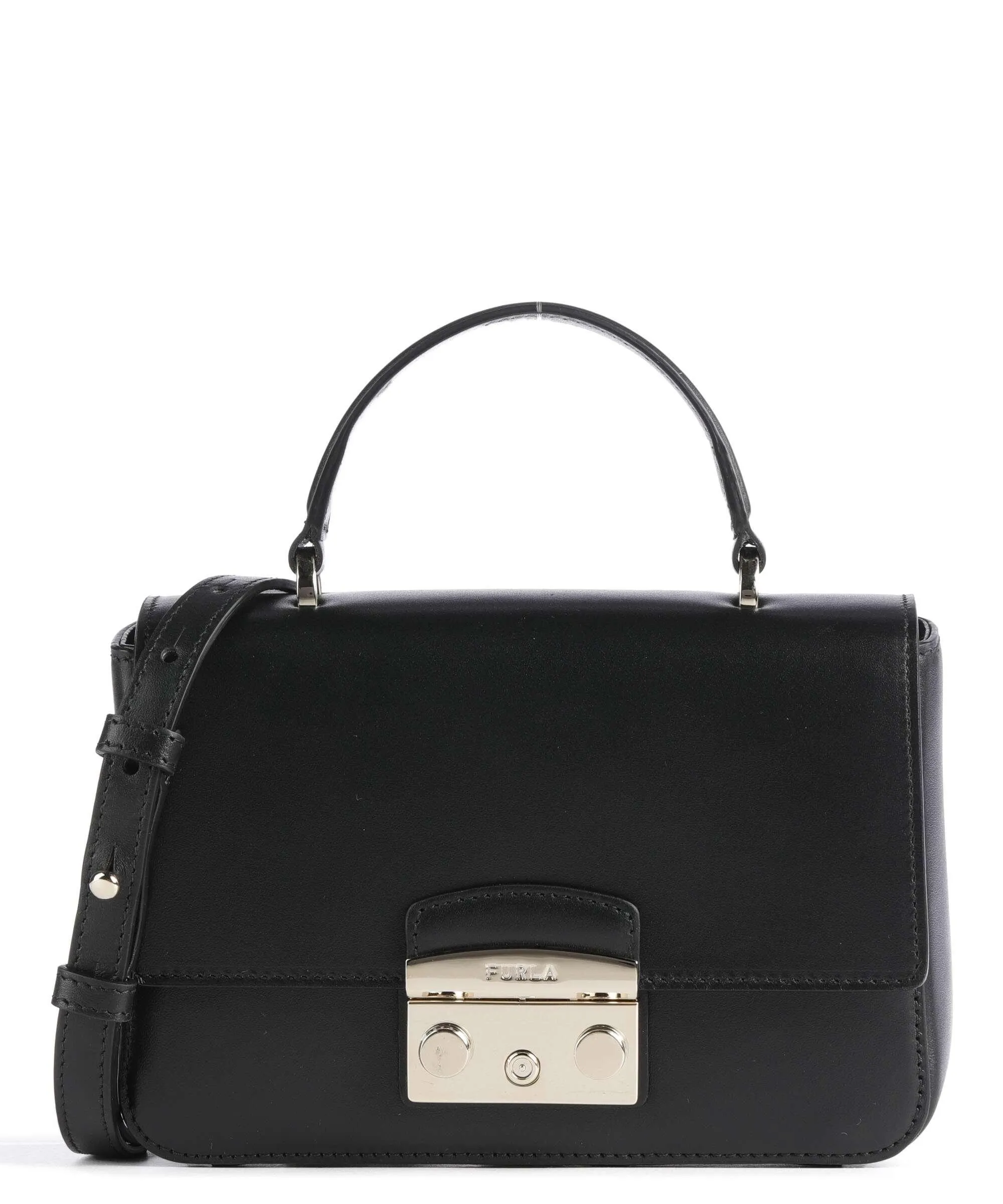  Furla Metropolis Mini Borsa a mano pelle a grana fine nero  