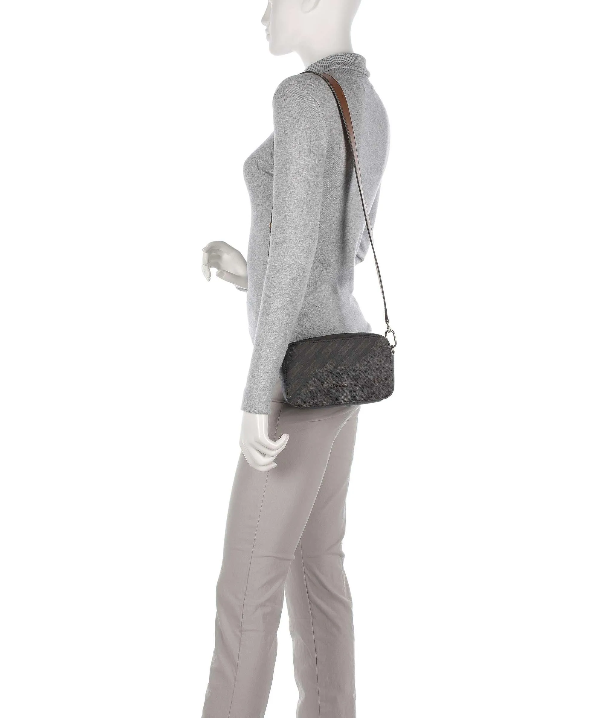  Furla Primula Mini Borsa a tracolla poliuretano, pelle marrone scuro  