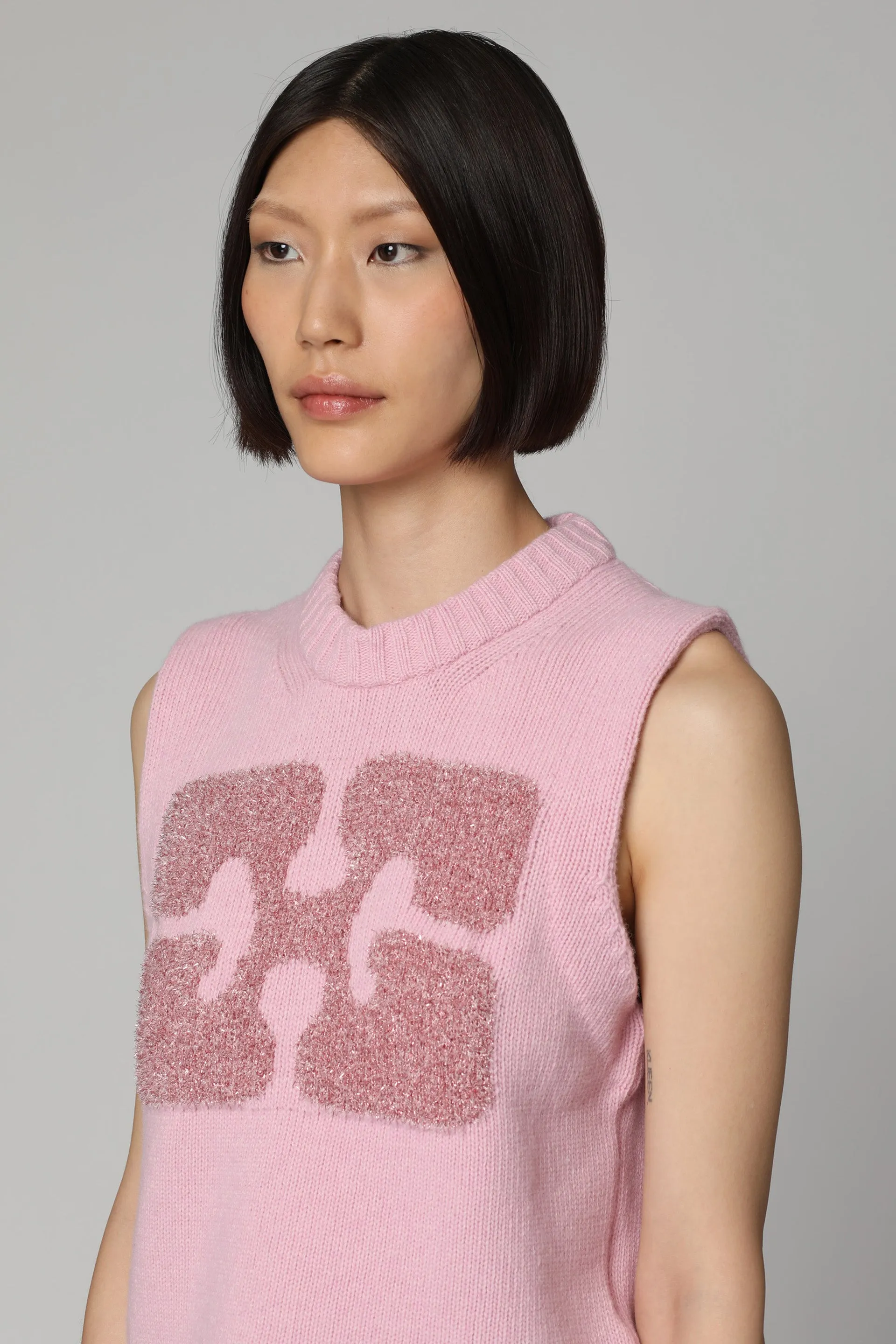 GANNI Gilet in maglia misto lana