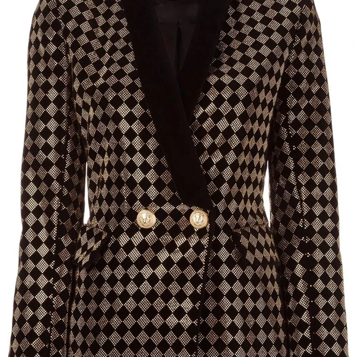 Giacca con colletto a scialle in velluto Giacca da donna in oro con blazer Diamond Blazer High