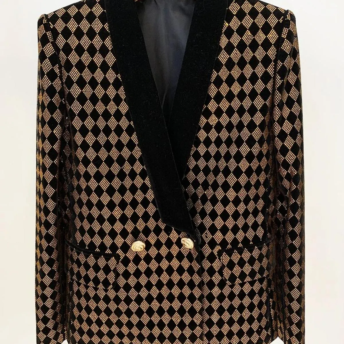 Giacca con colletto a scialle in velluto Giacca da donna in oro con blazer Diamond Blazer High