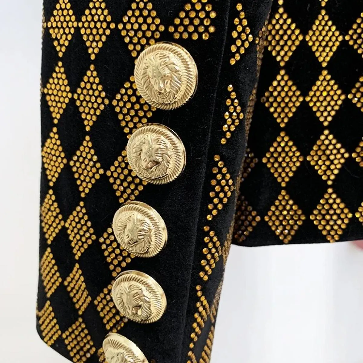 Giacca con colletto a scialle in velluto Giacca da donna in oro con blazer Diamond Blazer High
