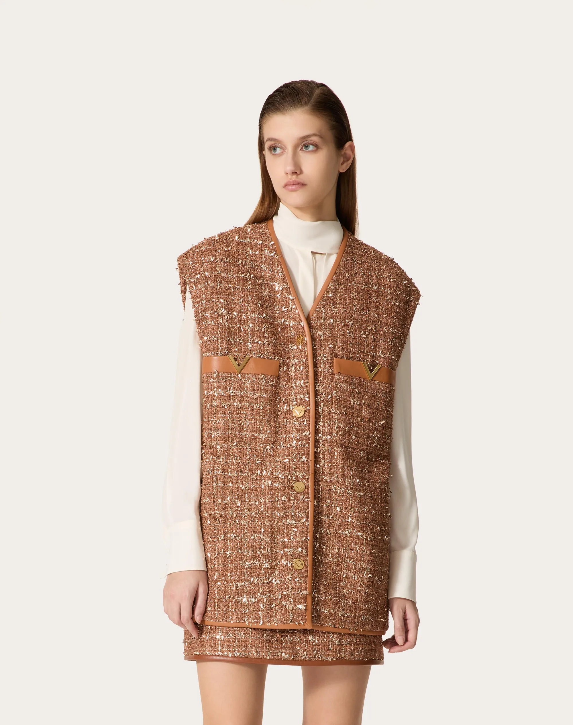 GILET IN GLAZE TWEED LIGHT