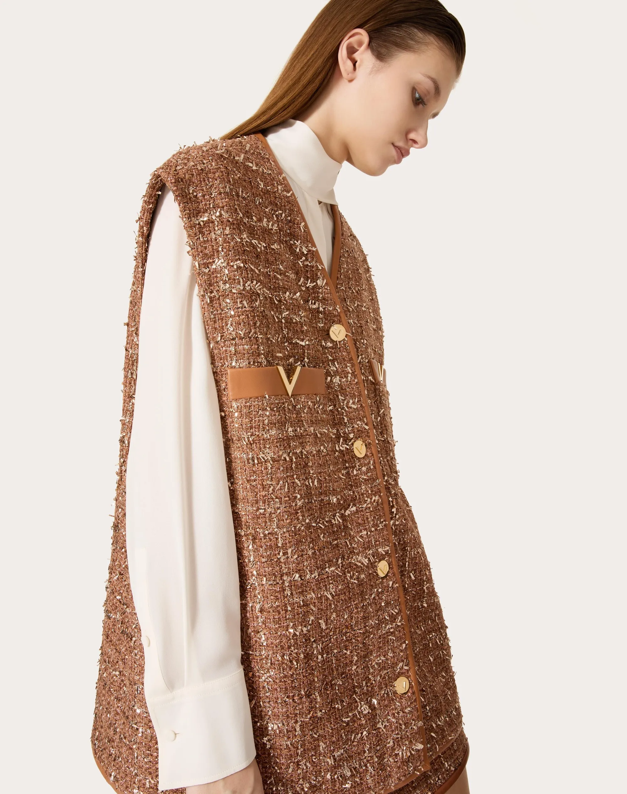 GILET IN GLAZE TWEED LIGHT