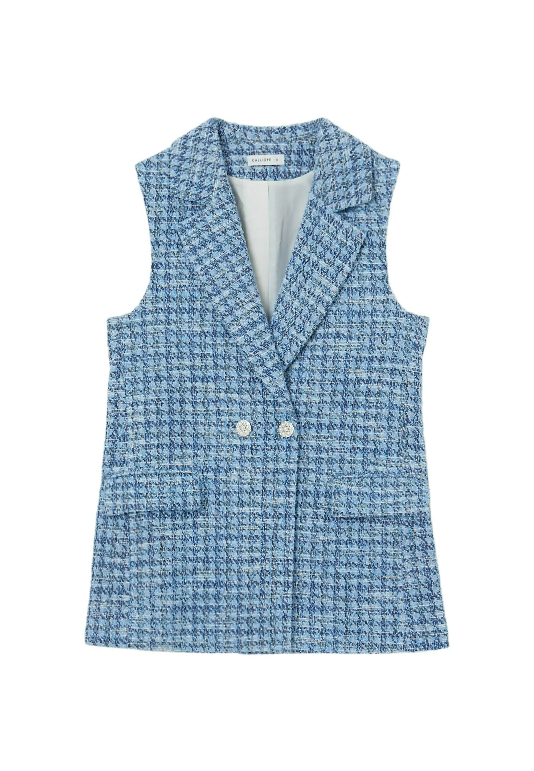 GILET IN TWEED CON BOTTONI GIOIELLO  - Smanicato