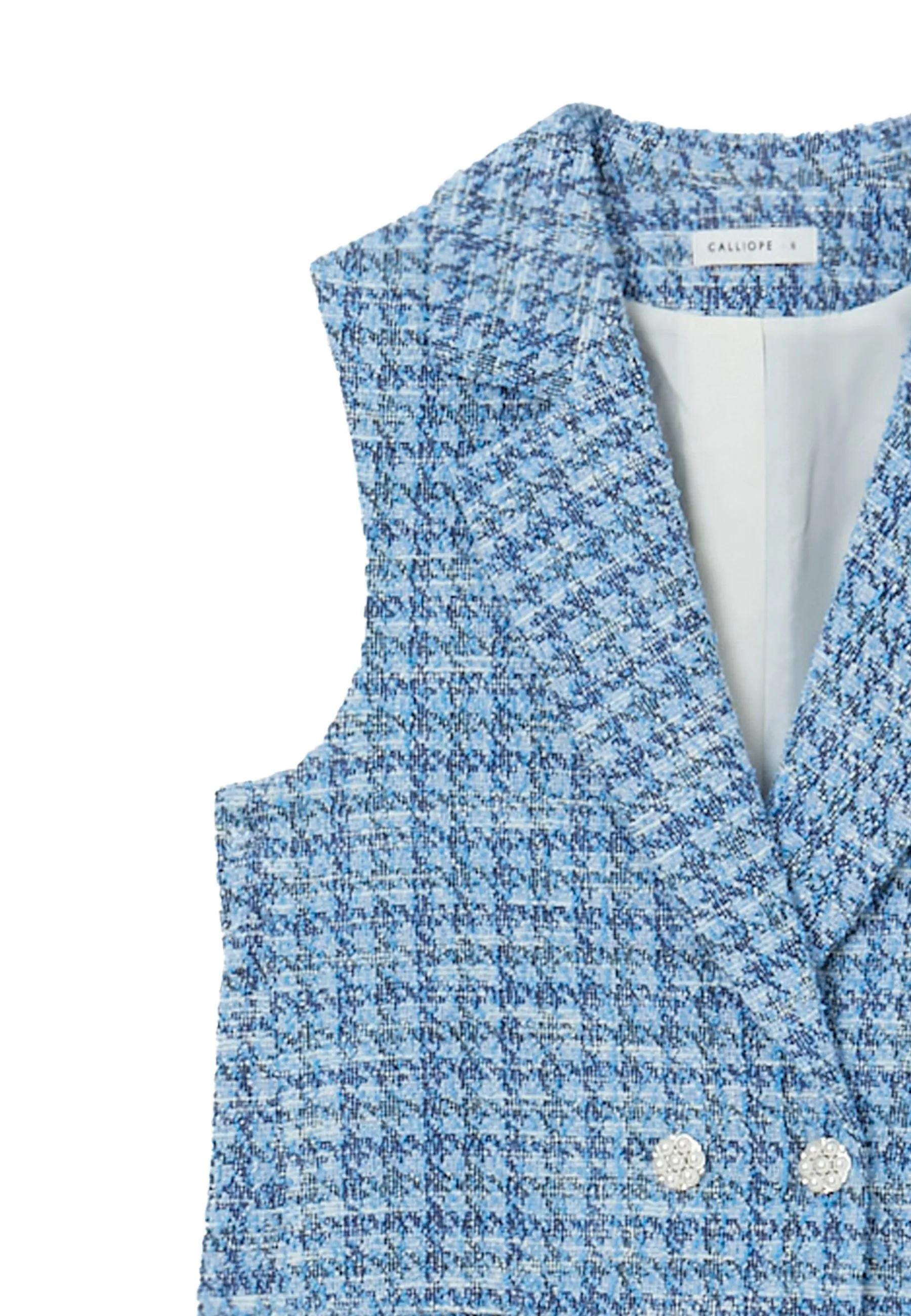 GILET IN TWEED CON BOTTONI GIOIELLO  - Smanicato