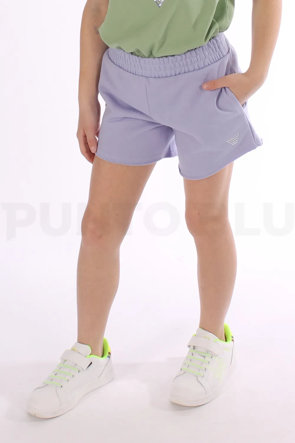 GUESS | BERMUDA IN COTONE LILLA RAGAZZA - Punto Blu