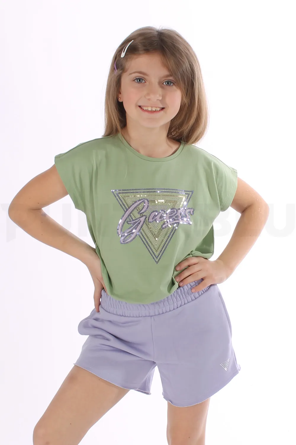 GUESS | BERMUDA IN COTONE LILLA RAGAZZA - Punto Blu