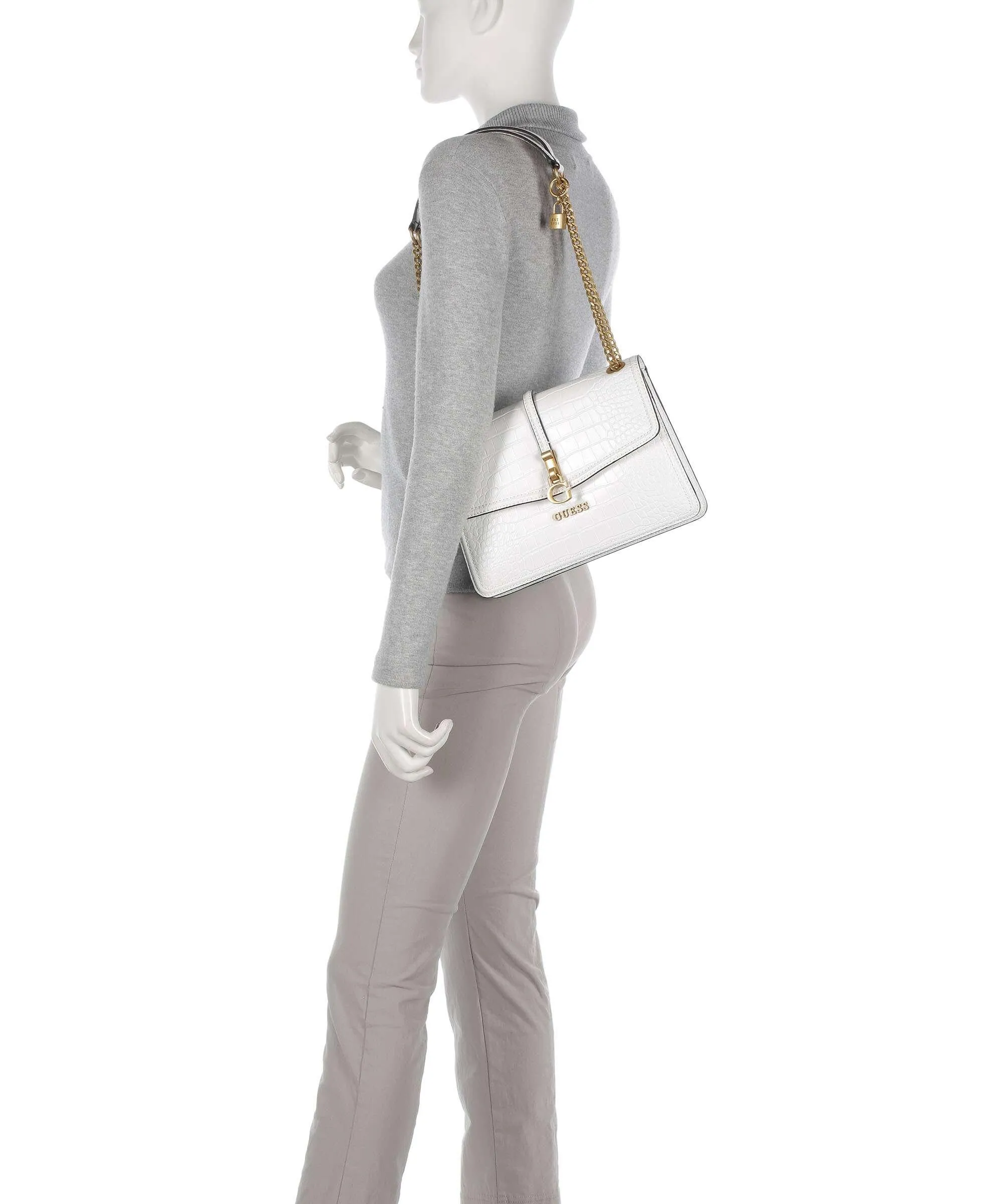  Guess G James Borsa a spalla pelle sintetica bianco  