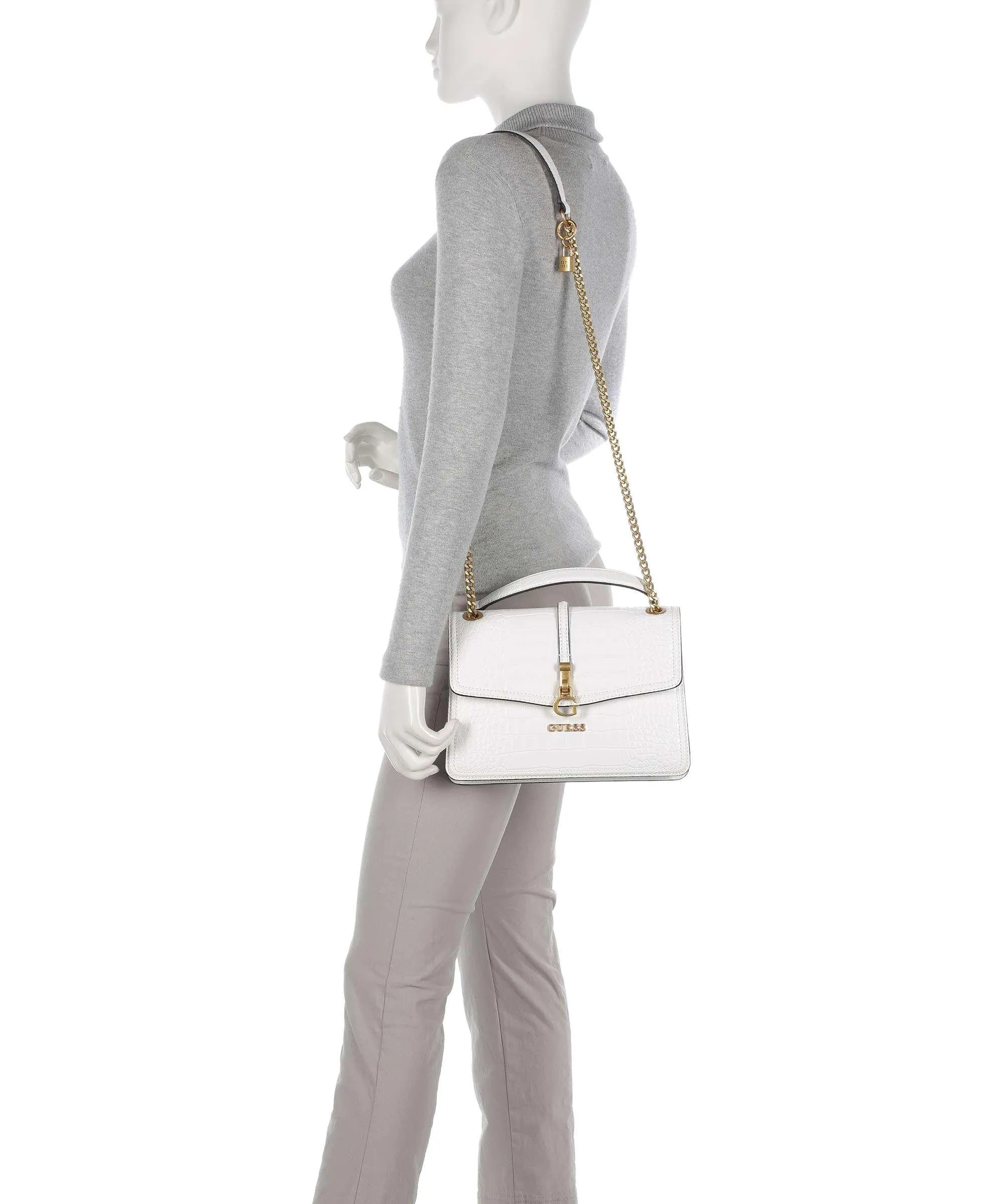  Guess G James Borsa a spalla pelle sintetica bianco  