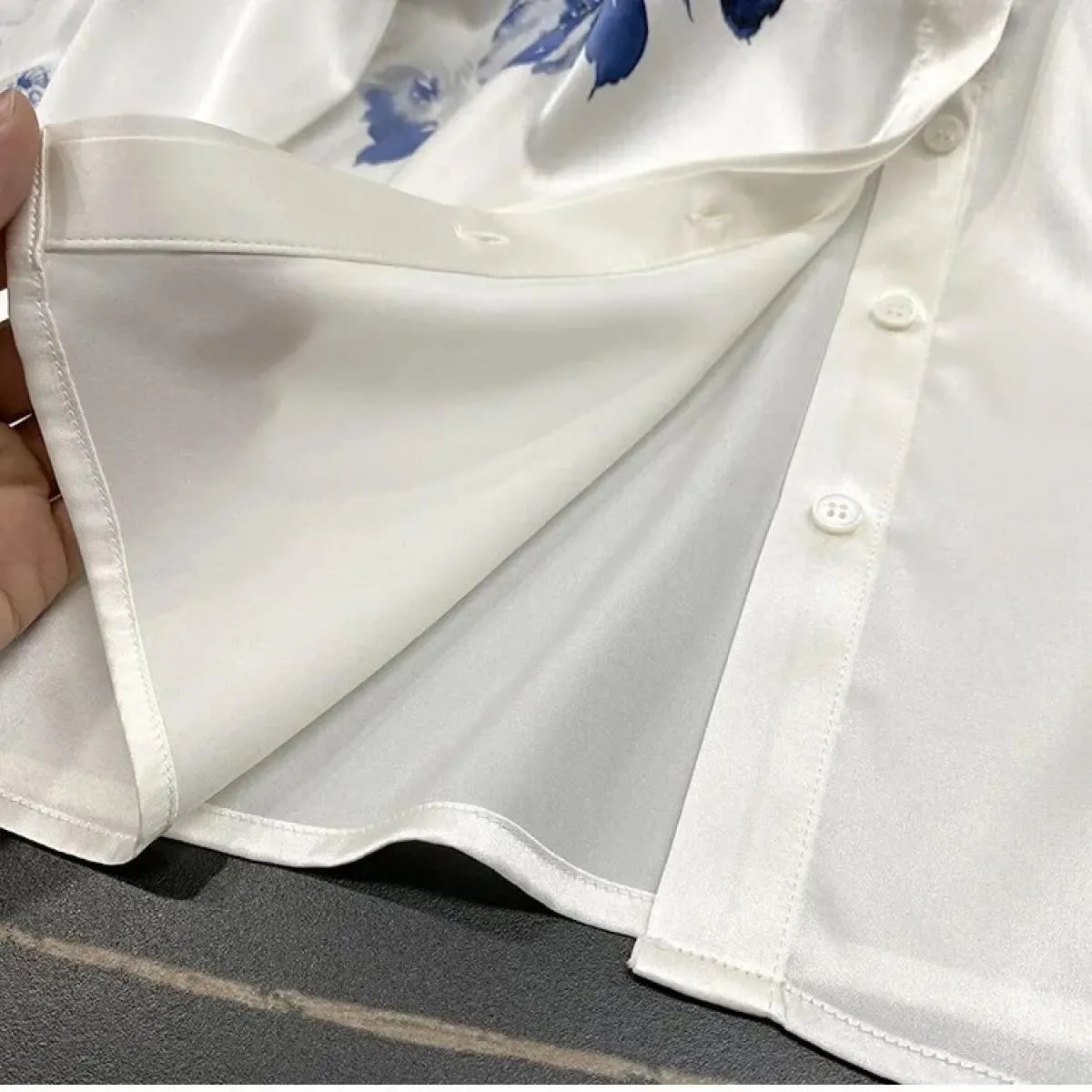 Imitazione della pittura a inchiostro di seta Posizionamento Camicia in seta di gelso Top Camicie da donna Top moda Mujer Camisa