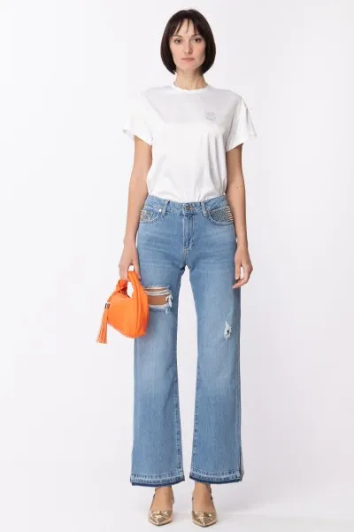 Jeans Boy a vita bassa con borchie BLU CHIARO
