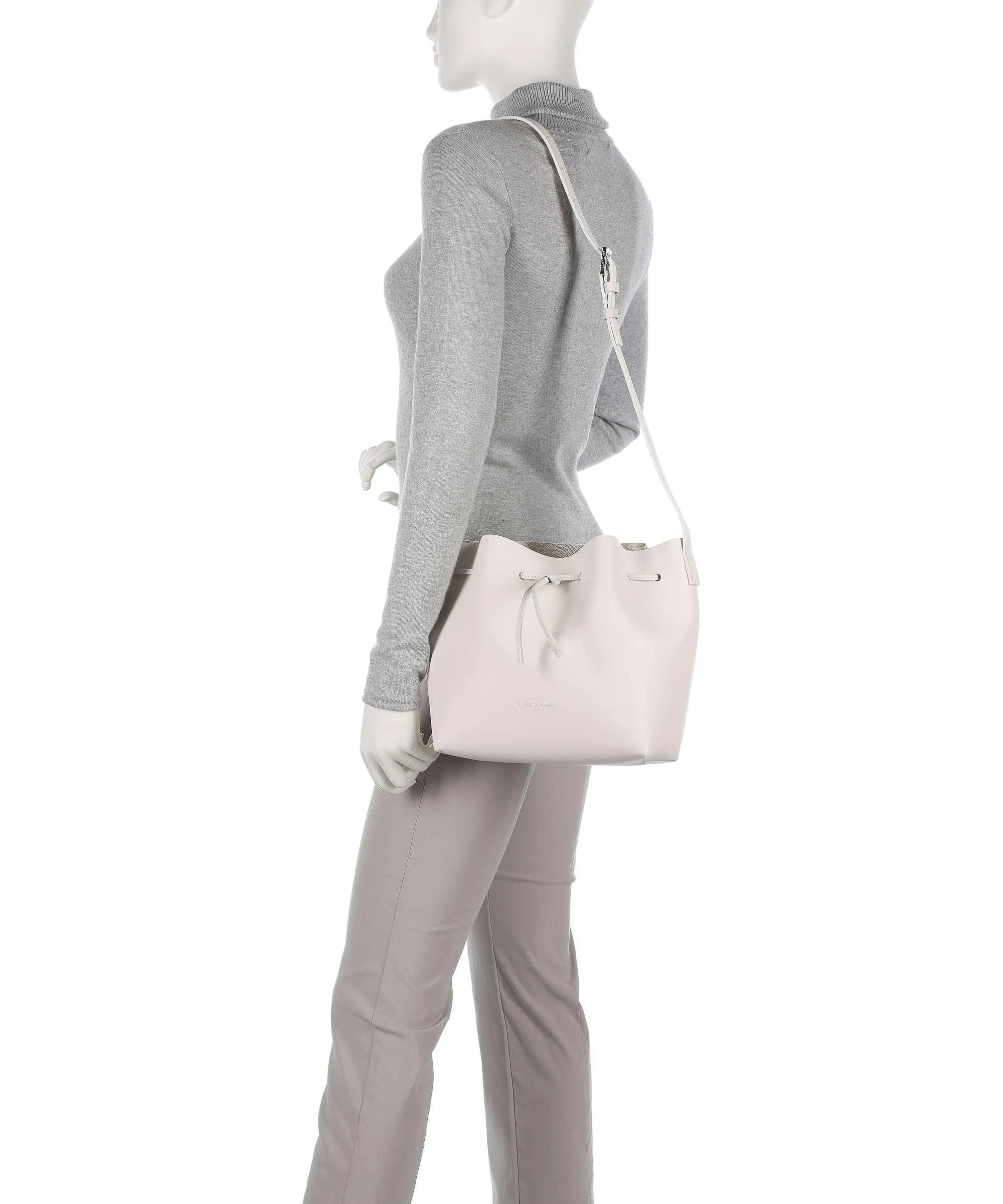  Lancaster Pur & Element City Americanino Borsa a secchiello pelle di vacchetta finemente grana avorio  