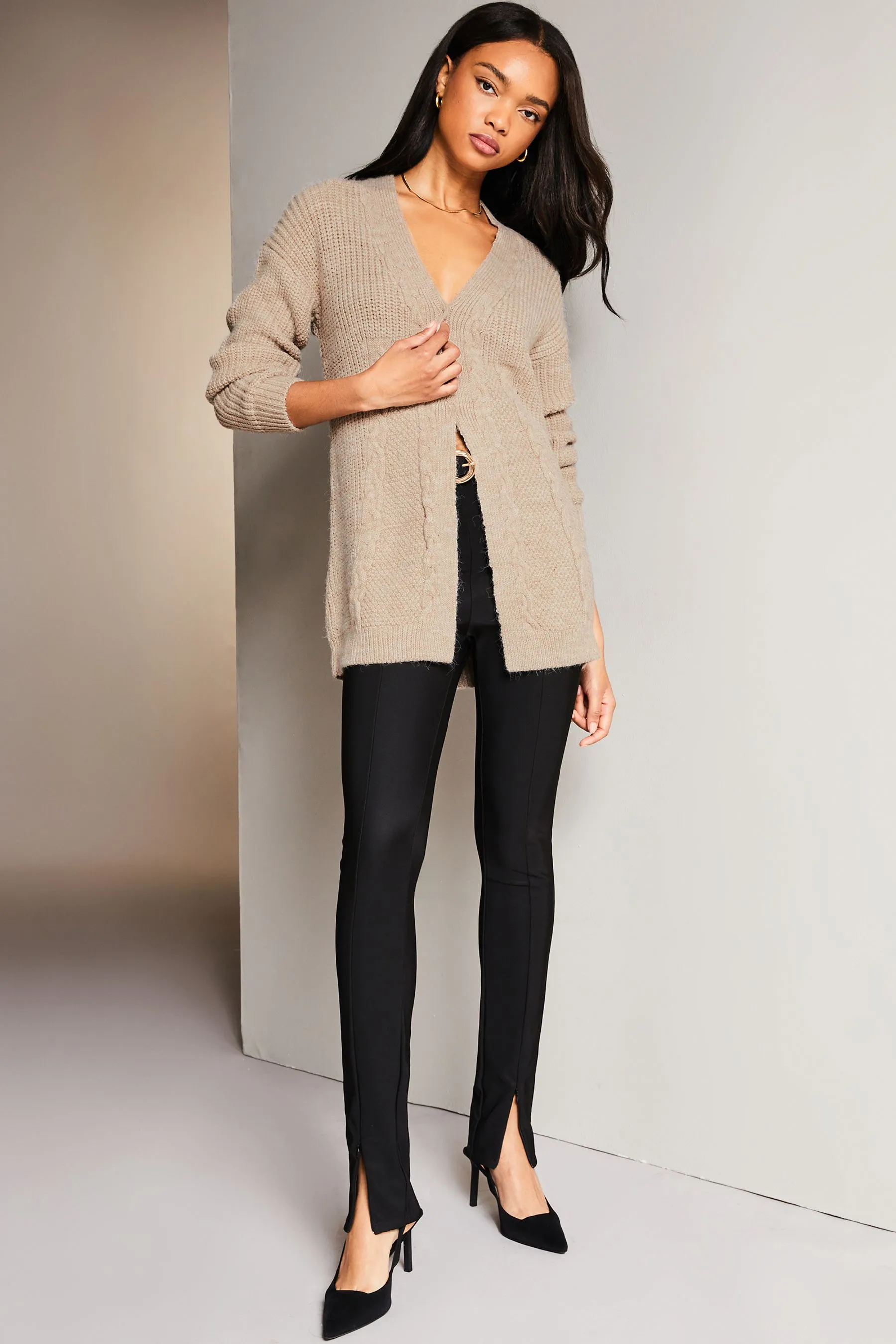 Lipsy - Cardigan lavorato a trecce miste