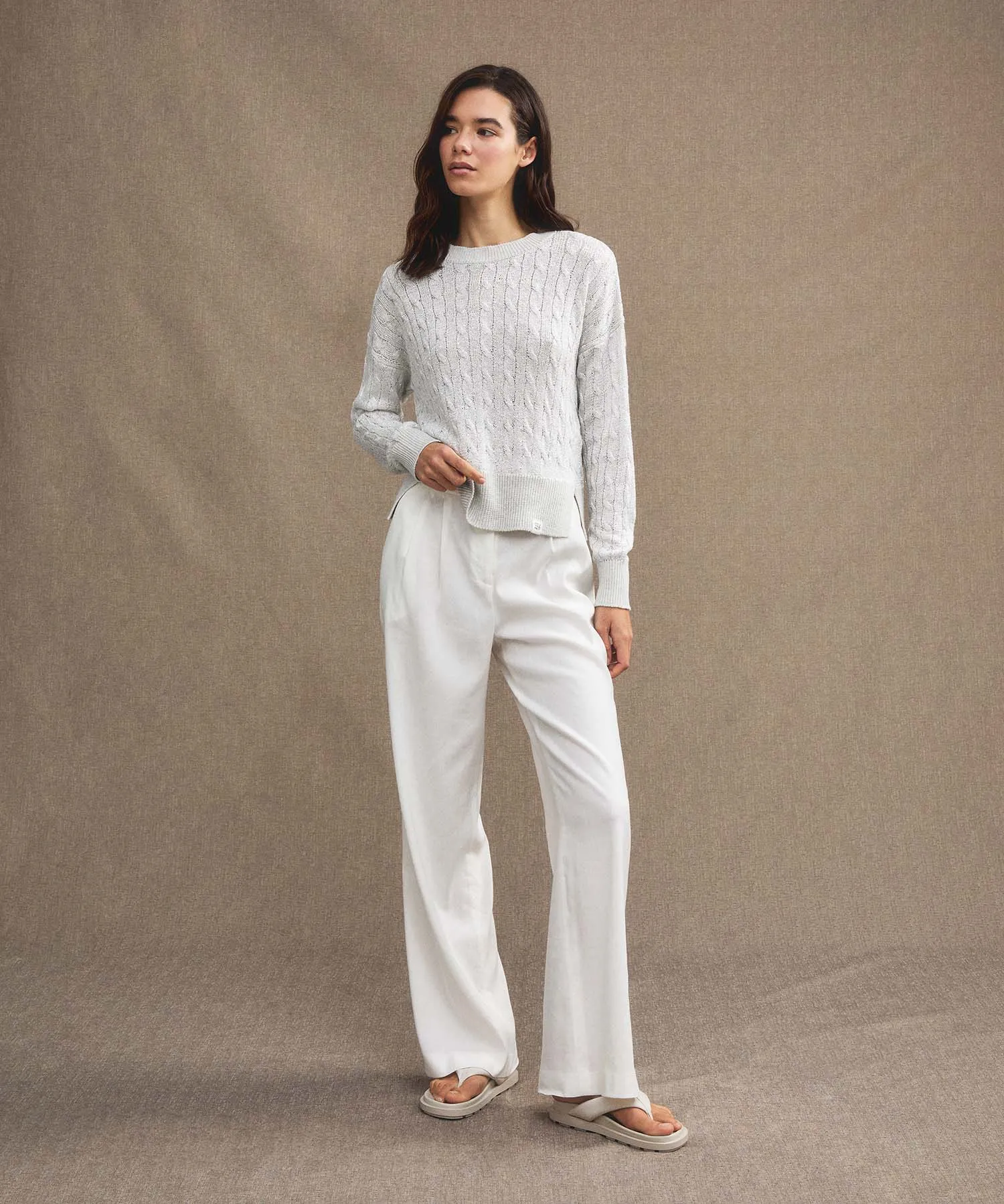Maglia a trecce con paillettes