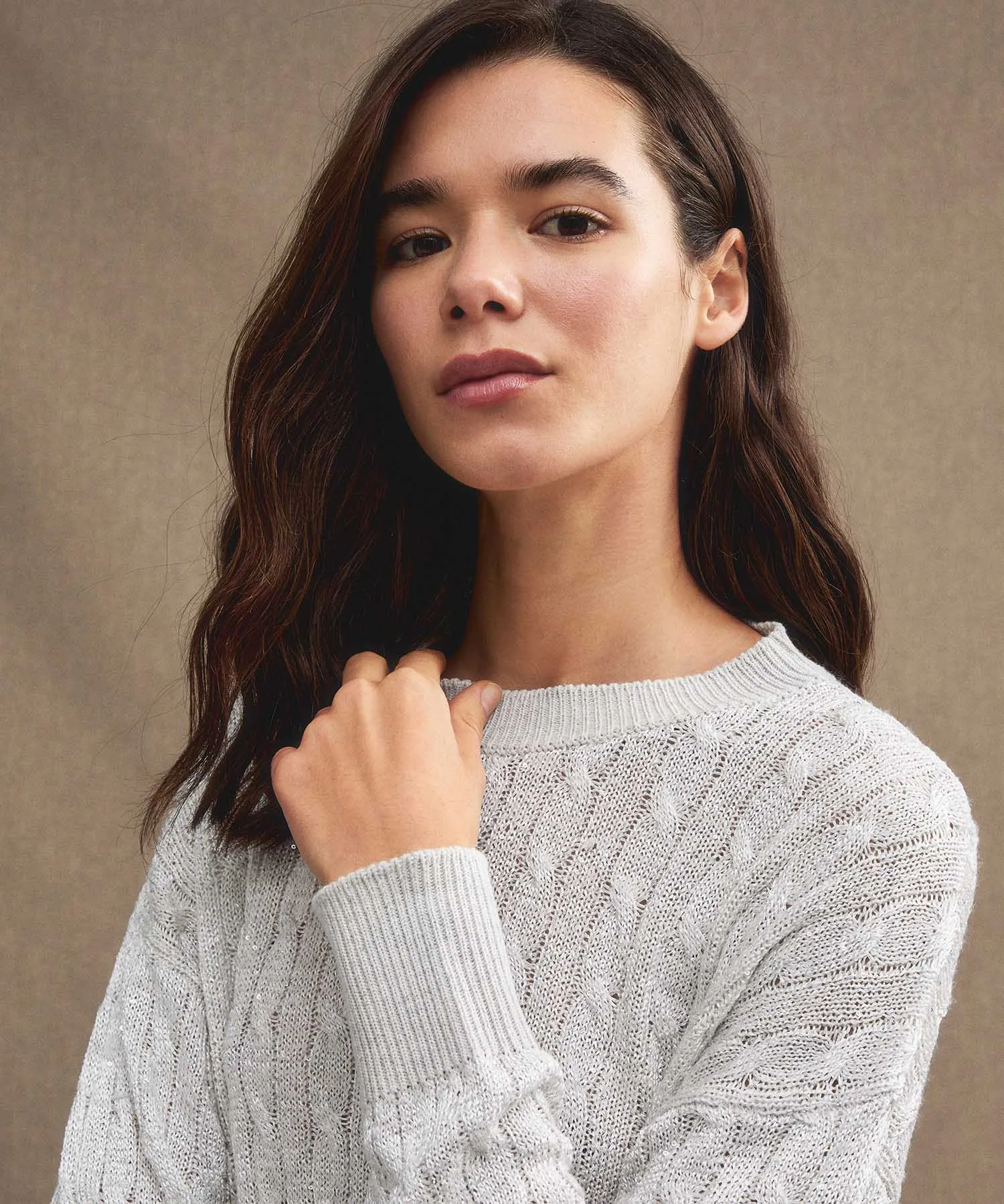 Maglia a trecce con paillettes