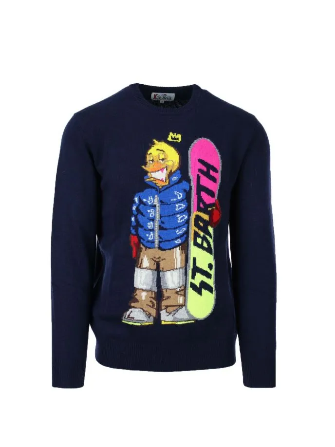 Maglia girocollo in lana duck snowboard