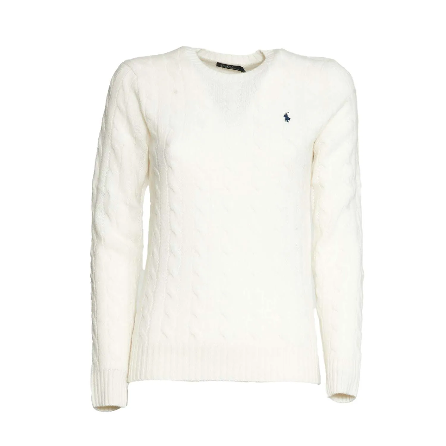 Maglia Girocollo Trecce In Lana E Cachemire