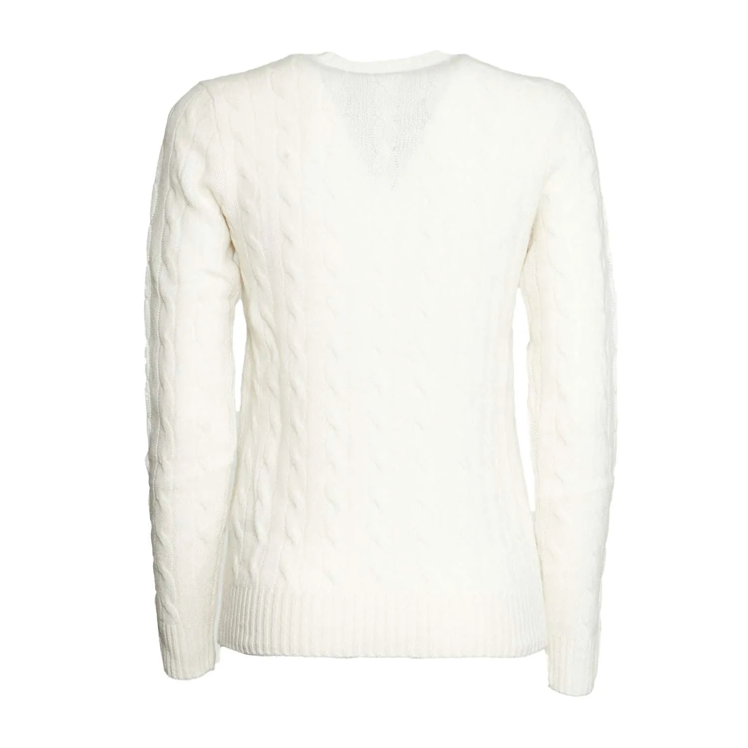 Maglia Girocollo Trecce In Lana E Cachemire