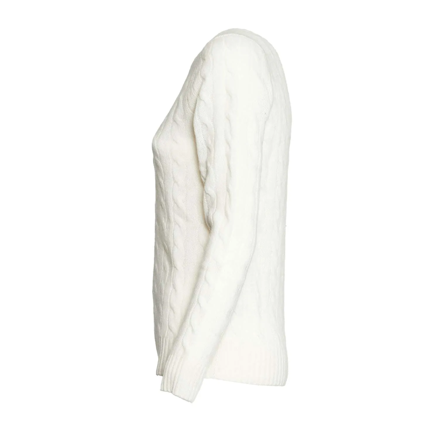 Maglia Girocollo Trecce In Lana E Cachemire