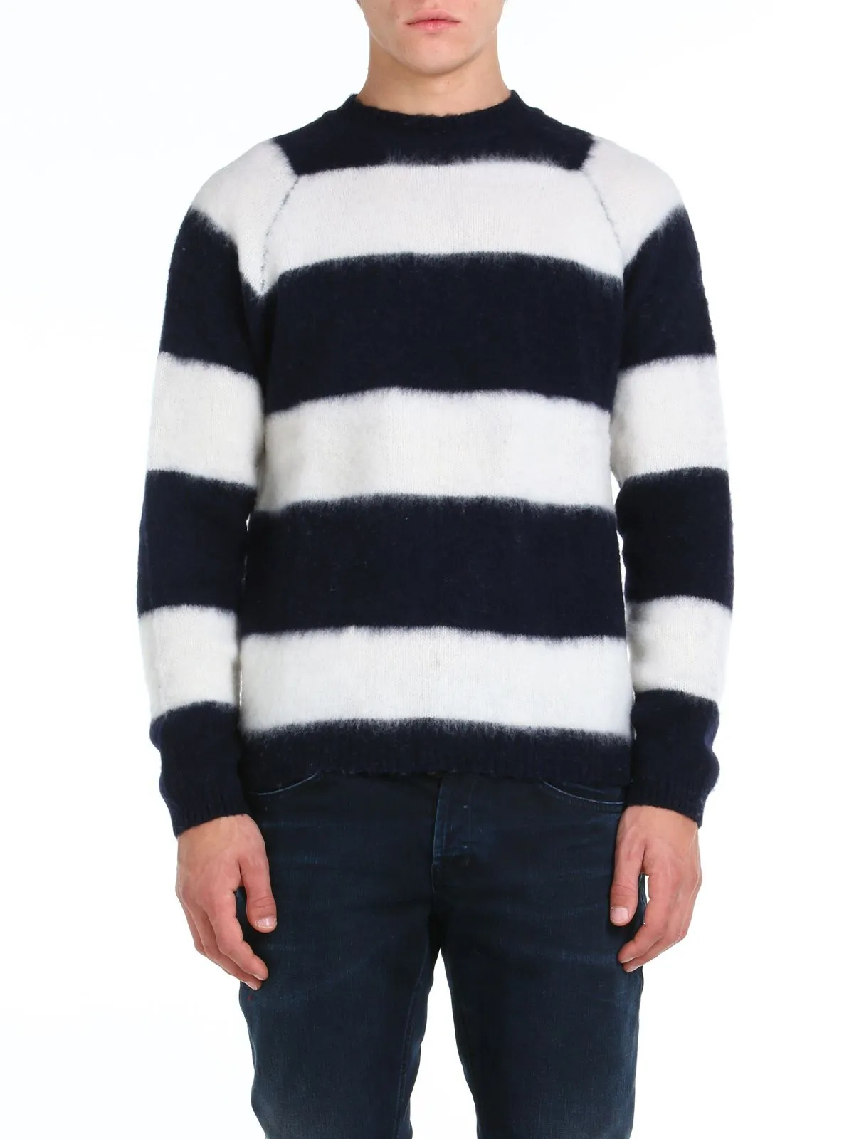MAGLIA IN LANA GEELONG BIANCO/BLU