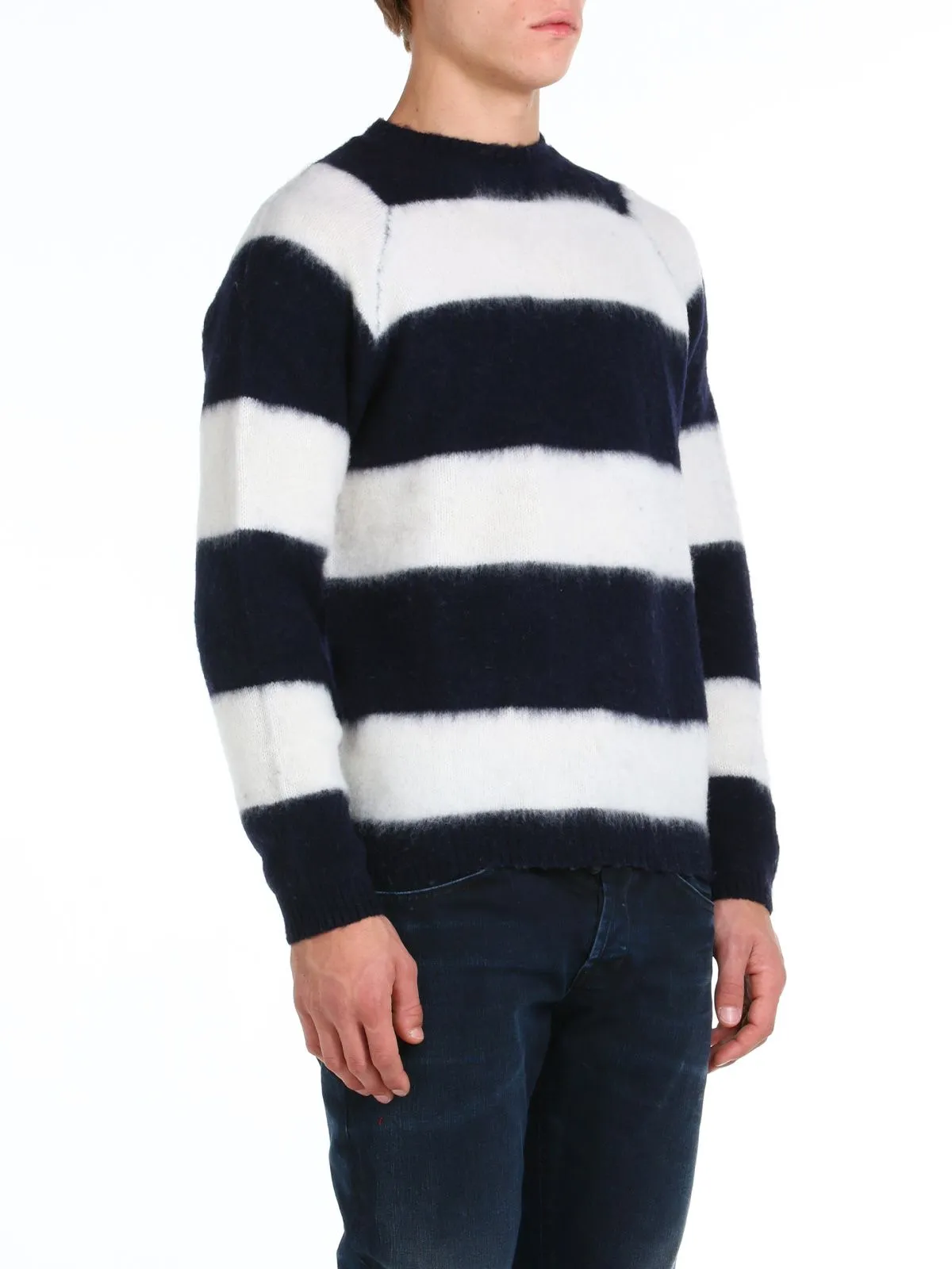 MAGLIA IN LANA GEELONG BIANCO/BLU