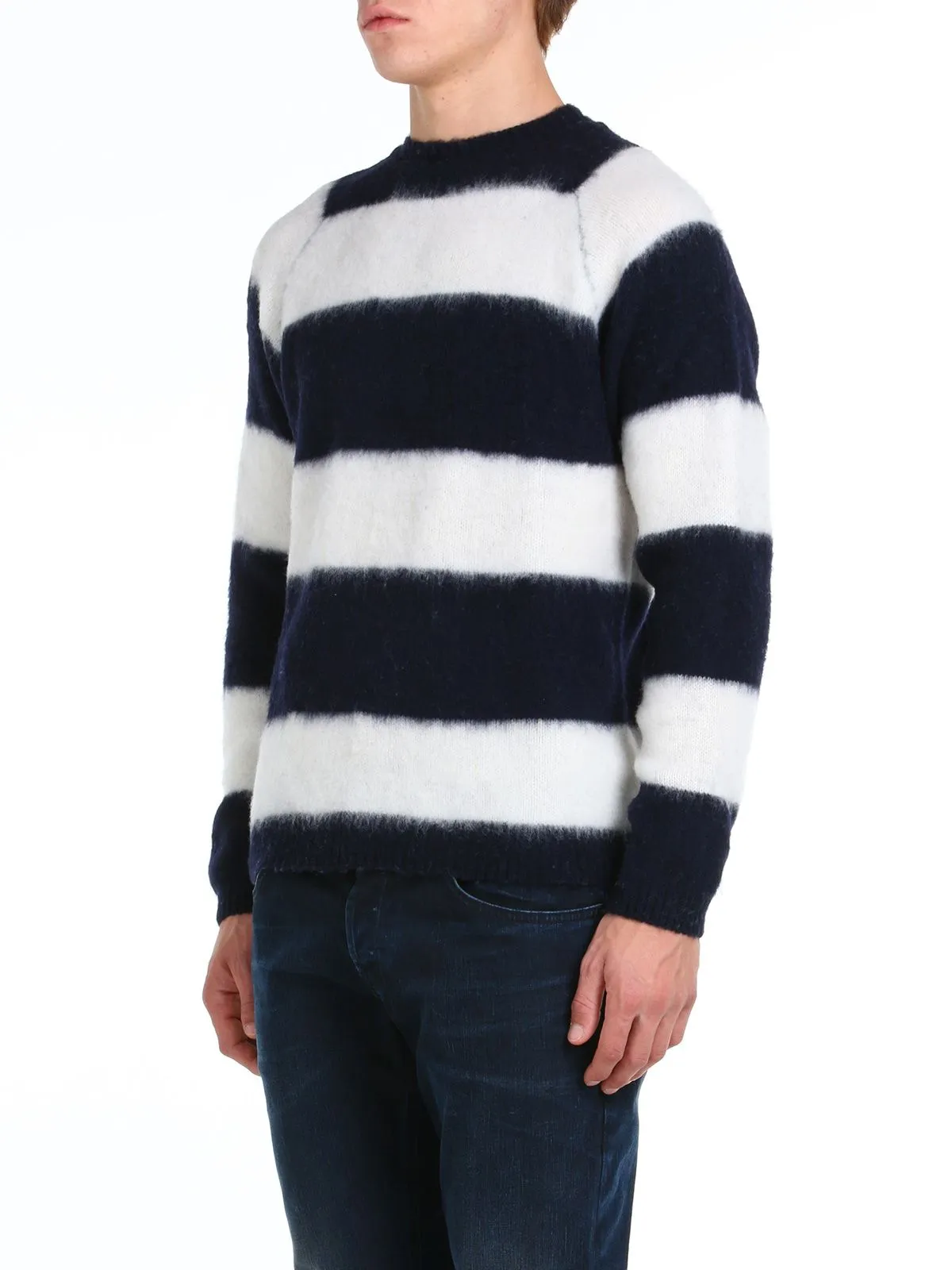 MAGLIA IN LANA GEELONG BIANCO/BLU