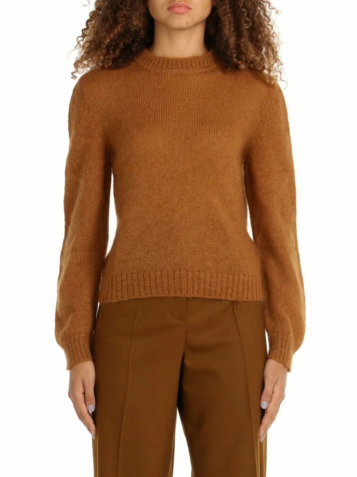 MAGLIA IN MOHAIR E LANA MARRONE