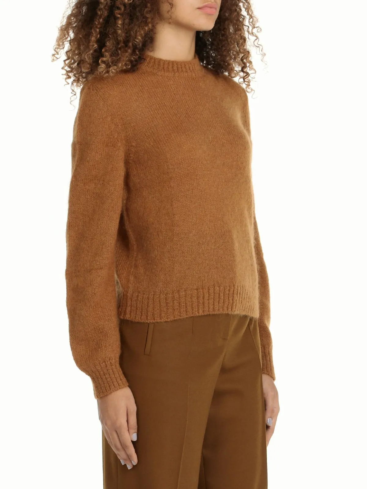MAGLIA IN MOHAIR E LANA MARRONE