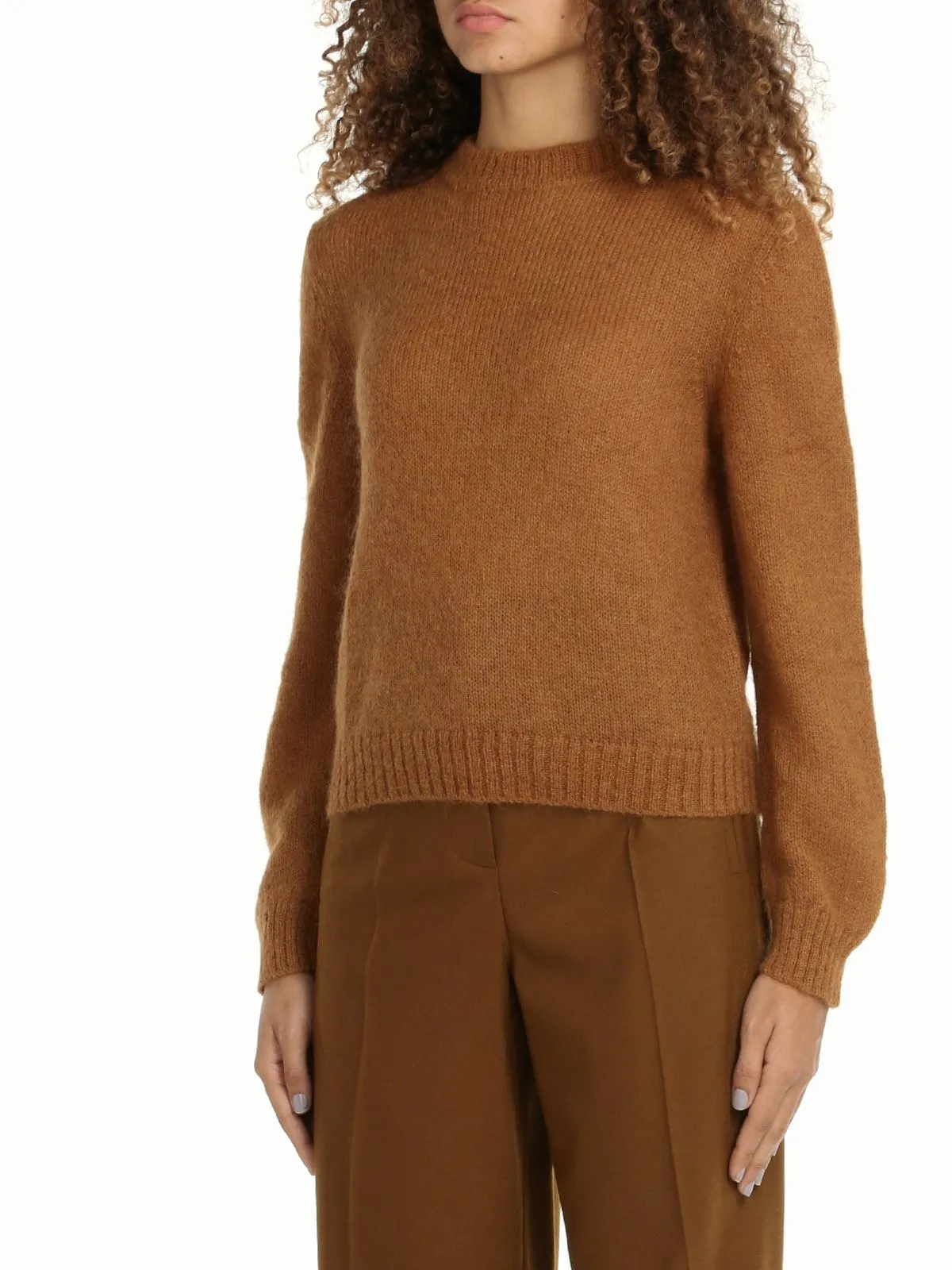 MAGLIA IN MOHAIR E LANA MARRONE