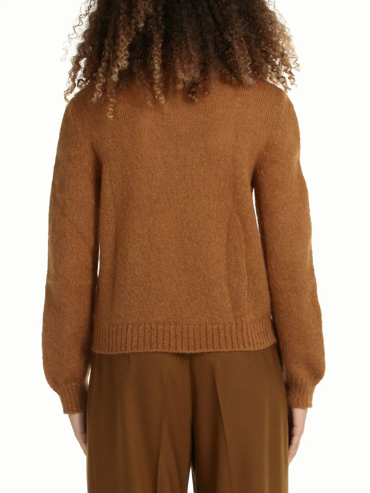 MAGLIA IN MOHAIR E LANA MARRONE